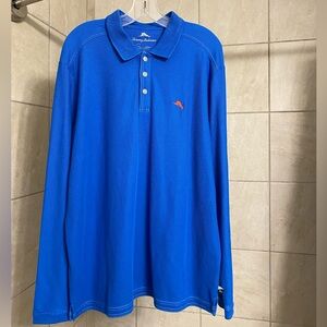 NWOT Tommy Bahama men's 3-button placket long sleeved polo shirt, size Large.